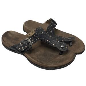 Taos Siren Embellished Leather Buckle Casual Comfort Sandals Womens Size 8 Brown